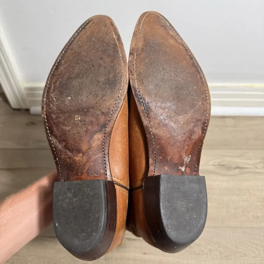 Vintage Code West Men's 8.5 USA Made Cowboy Boots Dan Post Leather Western Toe